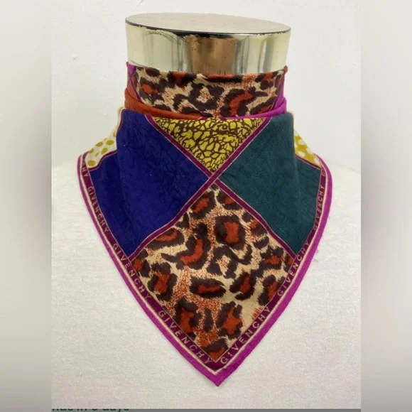 Givenchy Vintage Neck Scarf/Twill Tie Square Patchwork 19 x 19 inches - Picture 5 of 8